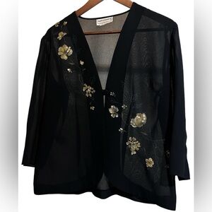 Karin Steven’s sheer navy 3/4 length jacket/ size medium